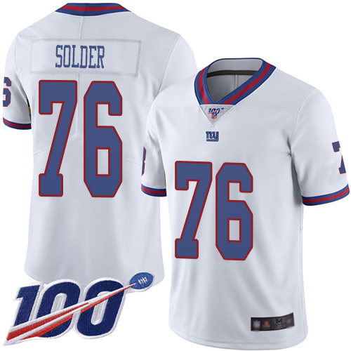 Men New York Giants #76 Nate Solder Limited White Rush Vapor Untouchable 100th Season Football NFL Jersey